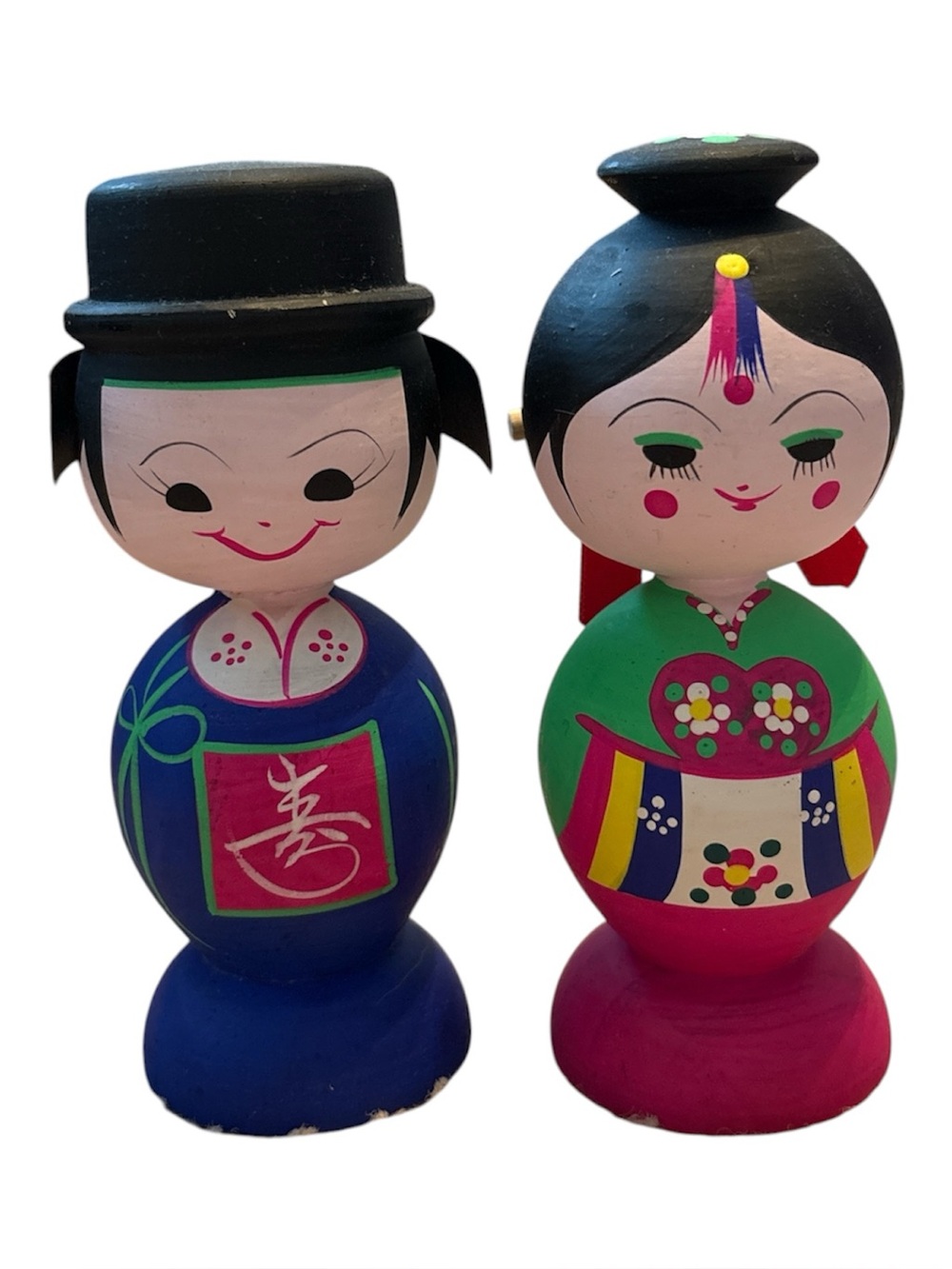 Hand-Painted Wooden Korean Wedding doll Set